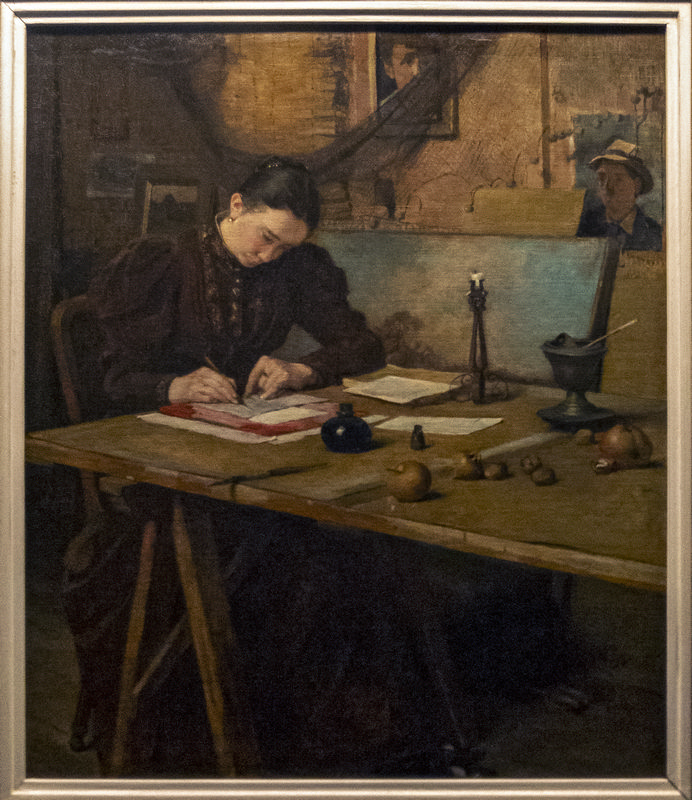 Portret van Cobi Arntzenius-Witsen in het atelier op Ewijkshoeve, 1896